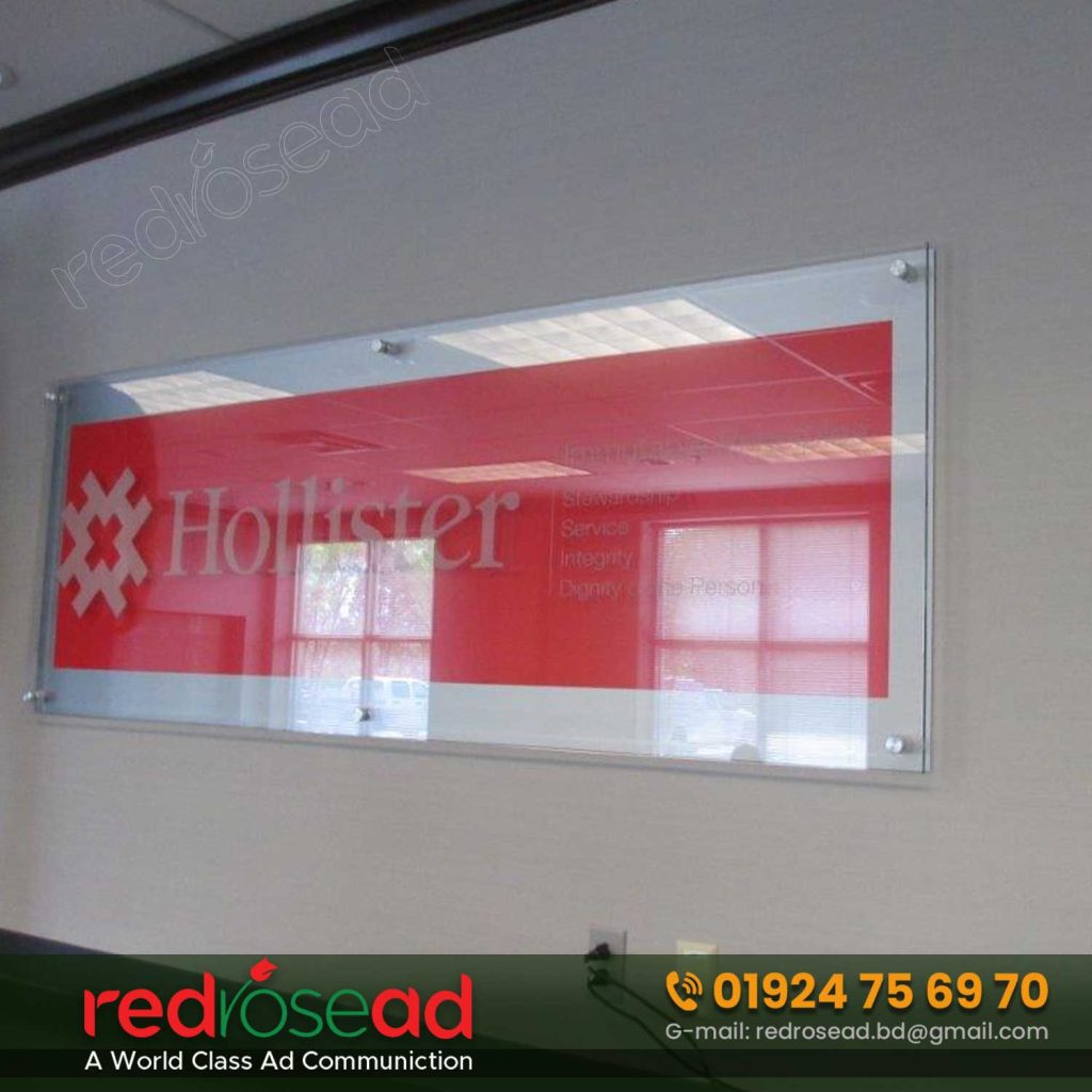 Reception Areas Glass Name Plate Design in Bd