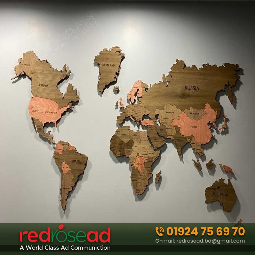 3D Acrylic World Map for Wall Decor