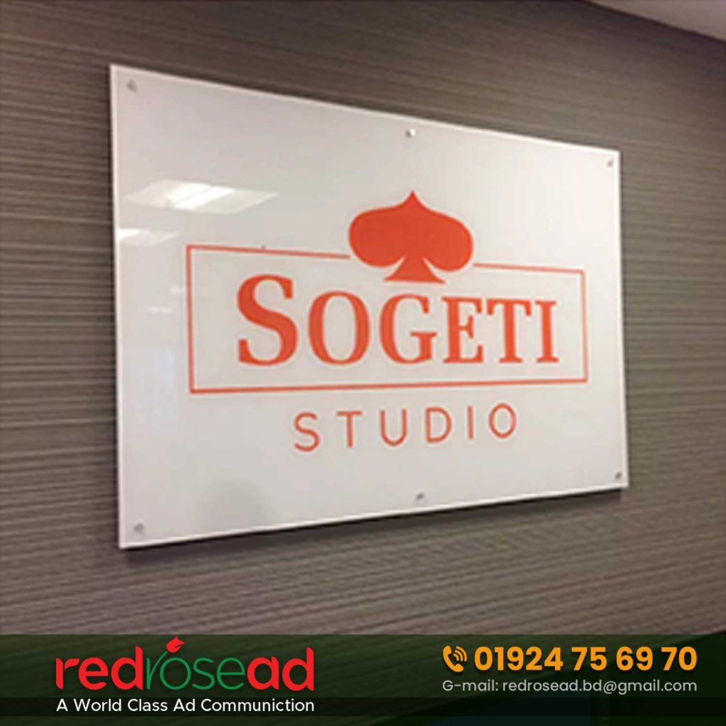 Office Reception Glass Name Plate Price in Bangladesh
