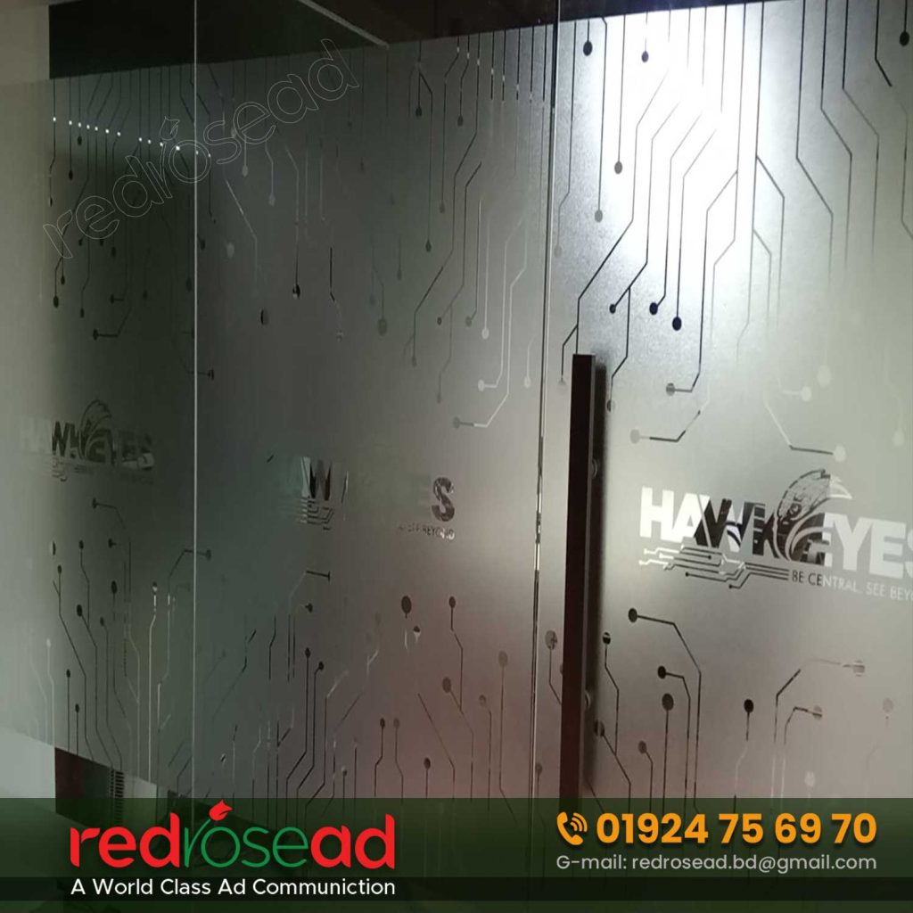 Waterproof Frosted Cutting glass film sticker in IT Company